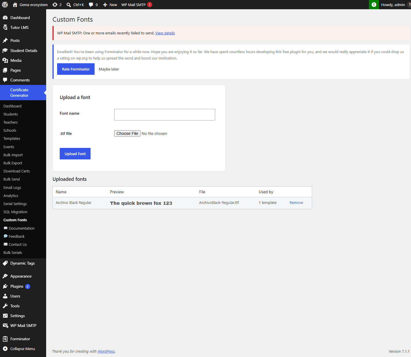 Custom font upload (Pro)
